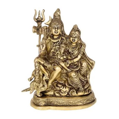 Shiva Parvati Ganesha God Statue